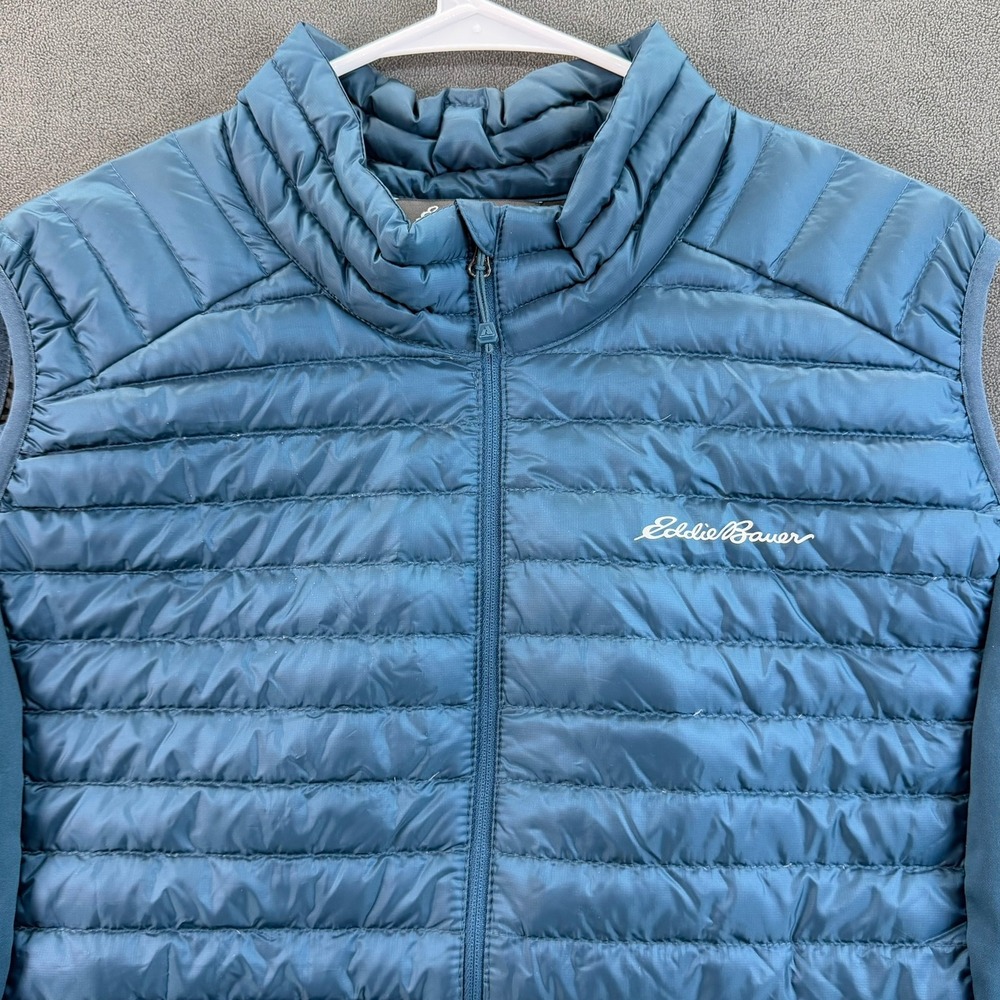 Eddie Bauer First Ascent EB800 Down Vest Womens 2X Teal Blue Puffer Hybrid Zip